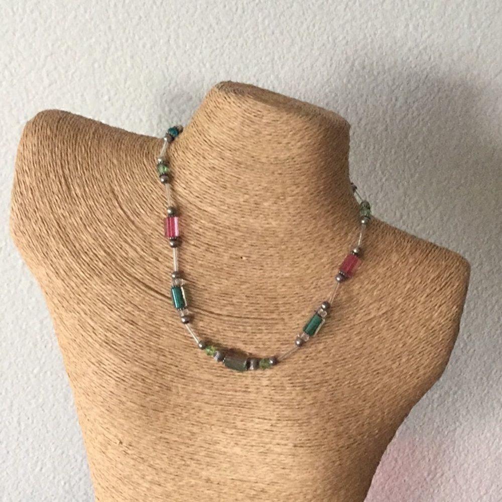 Glass and sterling silver necklace
